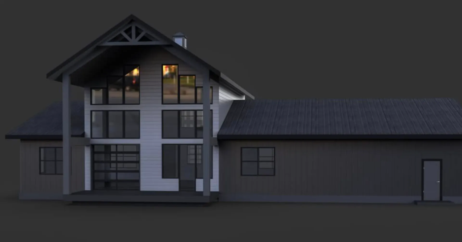 alaskan barndominium concept light 3d