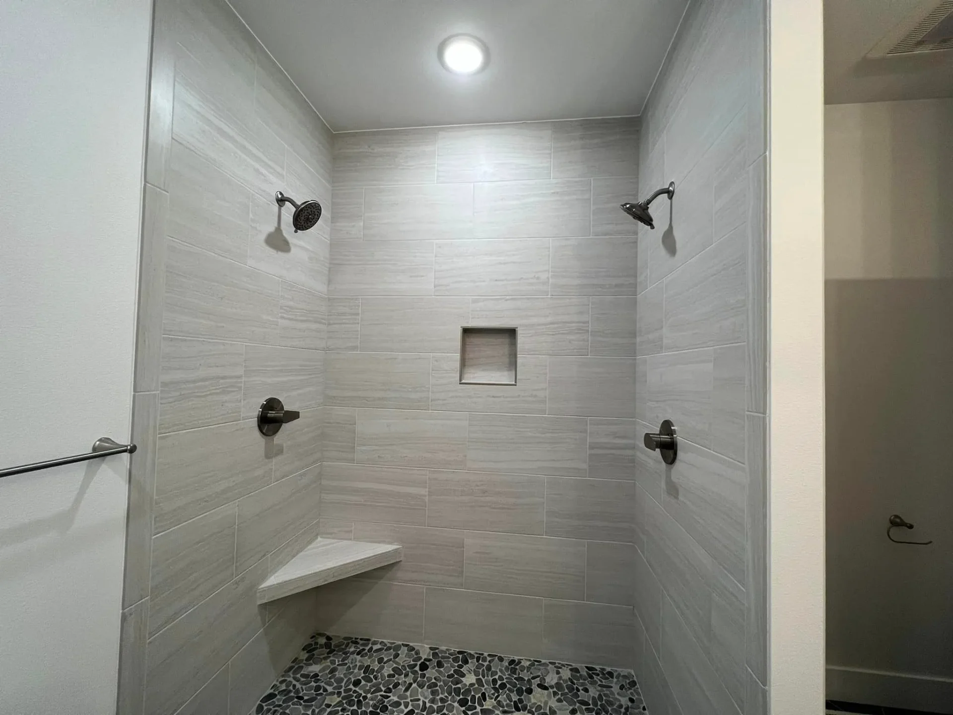 gorgeous tile shower hangar home in alaska