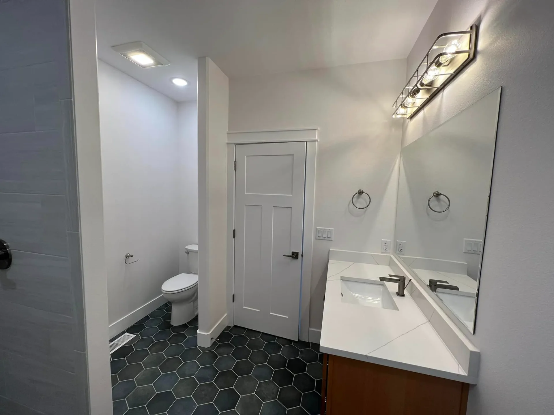 guest bathroom toilet vanity hangar home in alaska