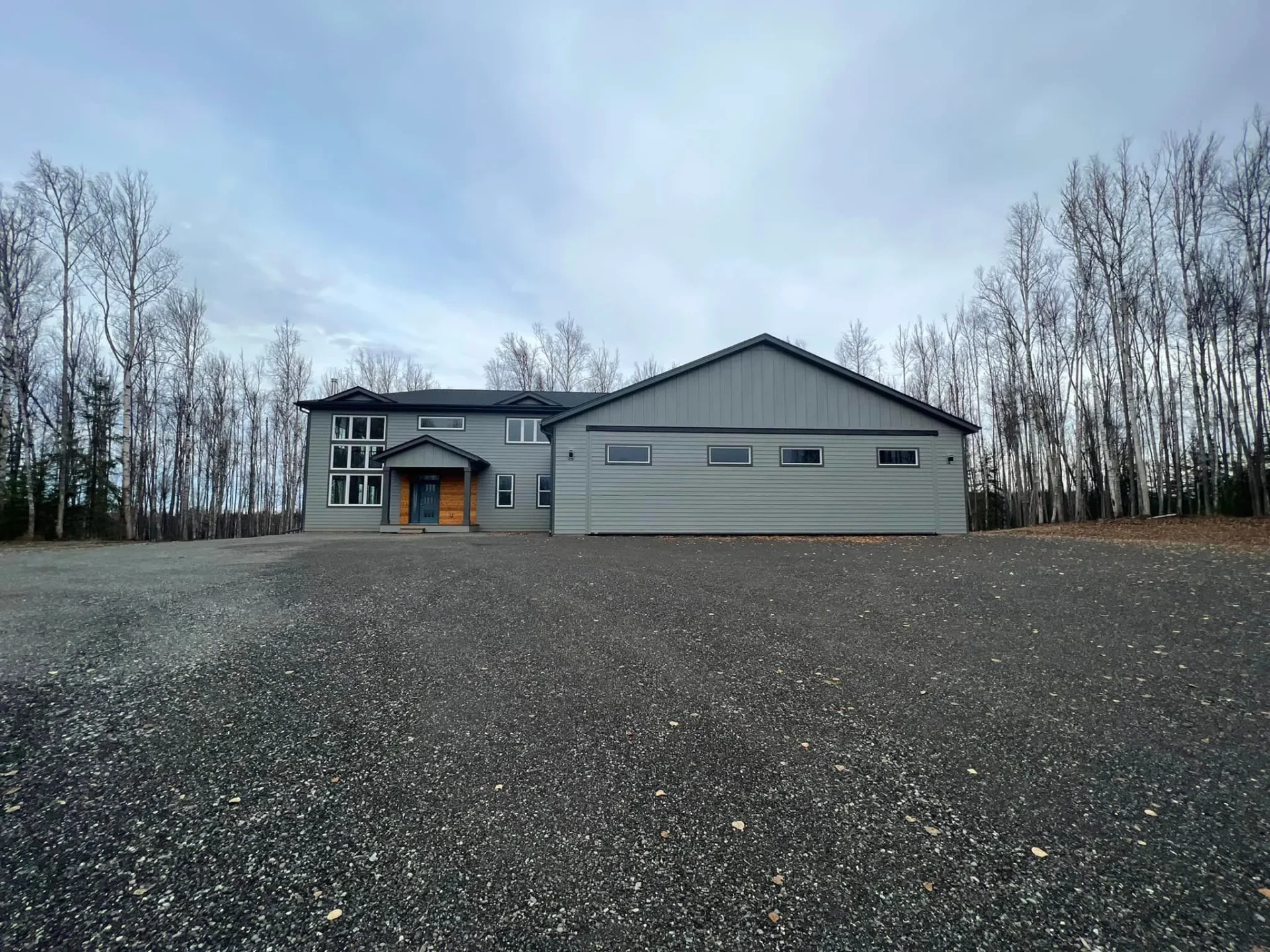 zoomed out view of hangar home in alaska